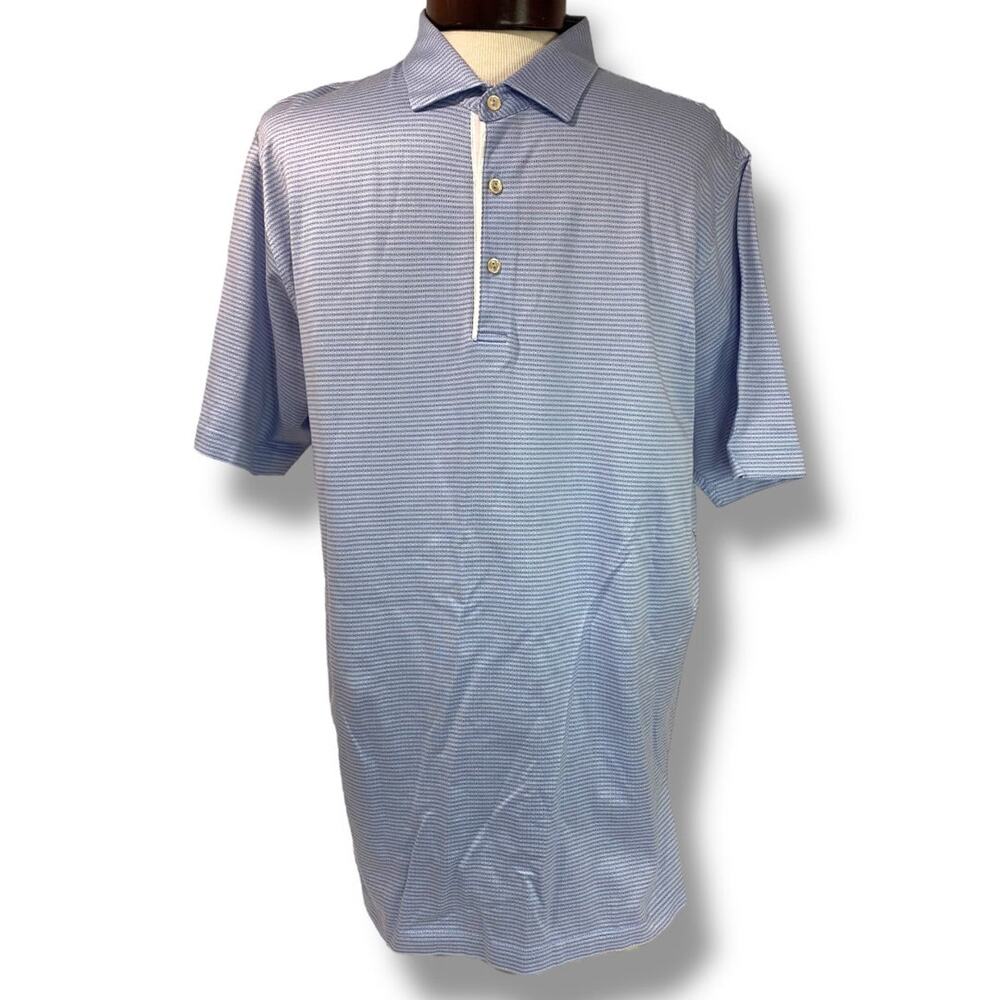 XL Peter Millar Mens Golf Polo Shirt Light Purple Microprint Cotton